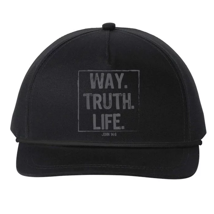 Way Truth Life Bible Verse Scripture John 14:6 Christ Snapback Five-Panel Rope Hat