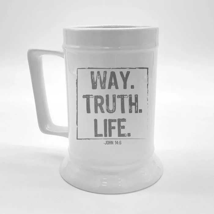 Way Truth Life Bible Verse Scripture John 14:6 Christ Front & Back Beer Stein