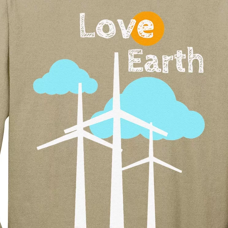 Wind Turbine Love Earth Renewable Energy Environmentalist Tall Long Sleeve T-Shirt