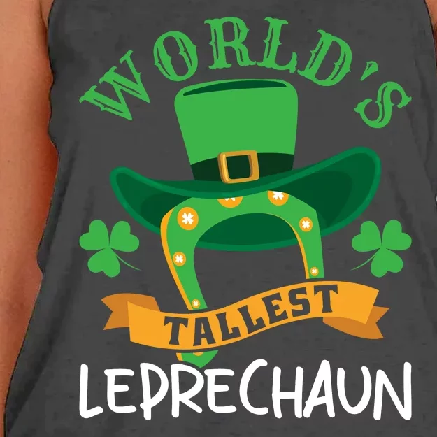 World's Tallest Leprechaun Funny St Patricks Day Women's Knotted Racerback Tank