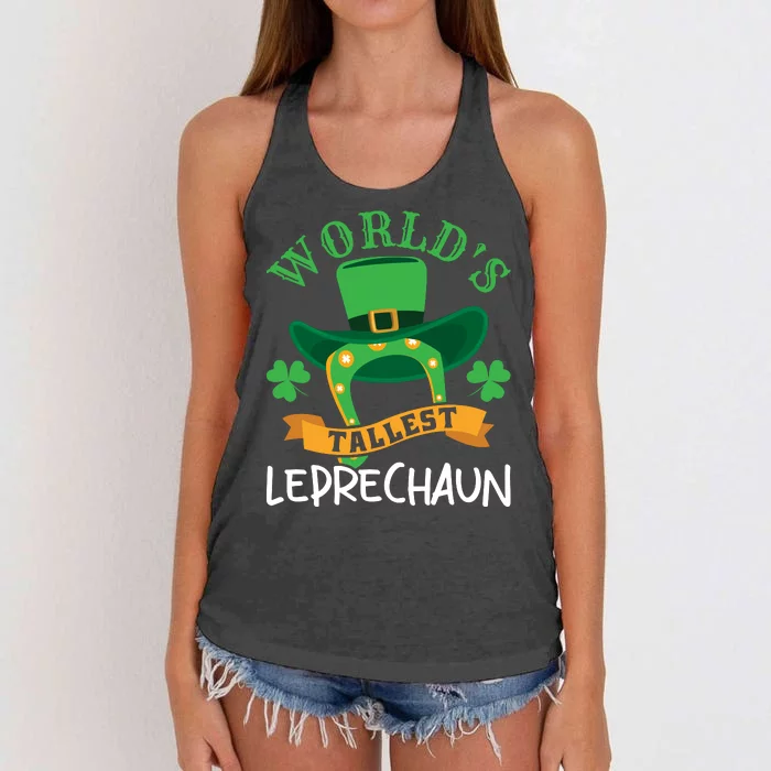 World's Tallest Leprechaun Funny St Patricks Day Women's Knotted Racerback Tank