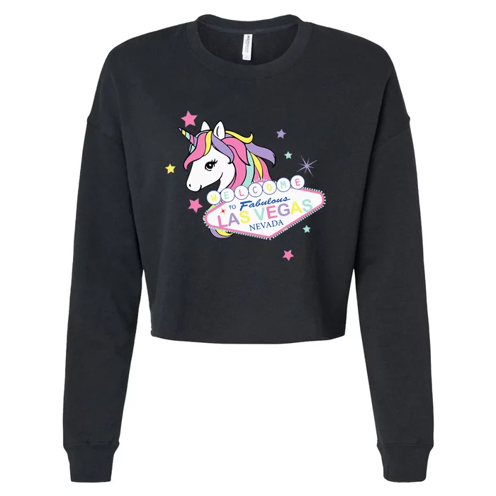 Welcome to Las Vegas Fabulous Magical Unicorn Souvenir Sign Cropped Pullover Crew