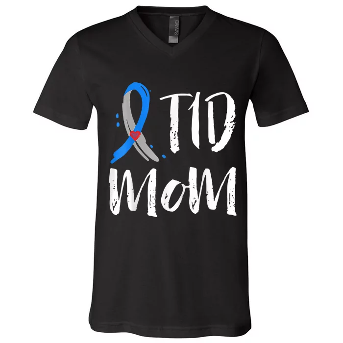 Wo T1D Mom Shirt Type 1 Diabetes Awareness V-Neck T-Shirt