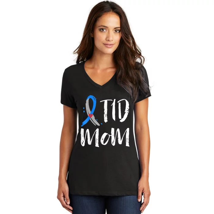 Wo T1D Mom Shirt Type 1 Diabetes Awareness Women's V-Neck T-Shirt