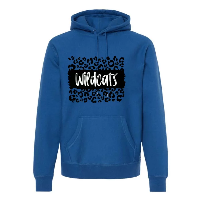 Wildcats Team Mascot School Spirit Game Night Leopard Print Cool Gift Premium Hoodie