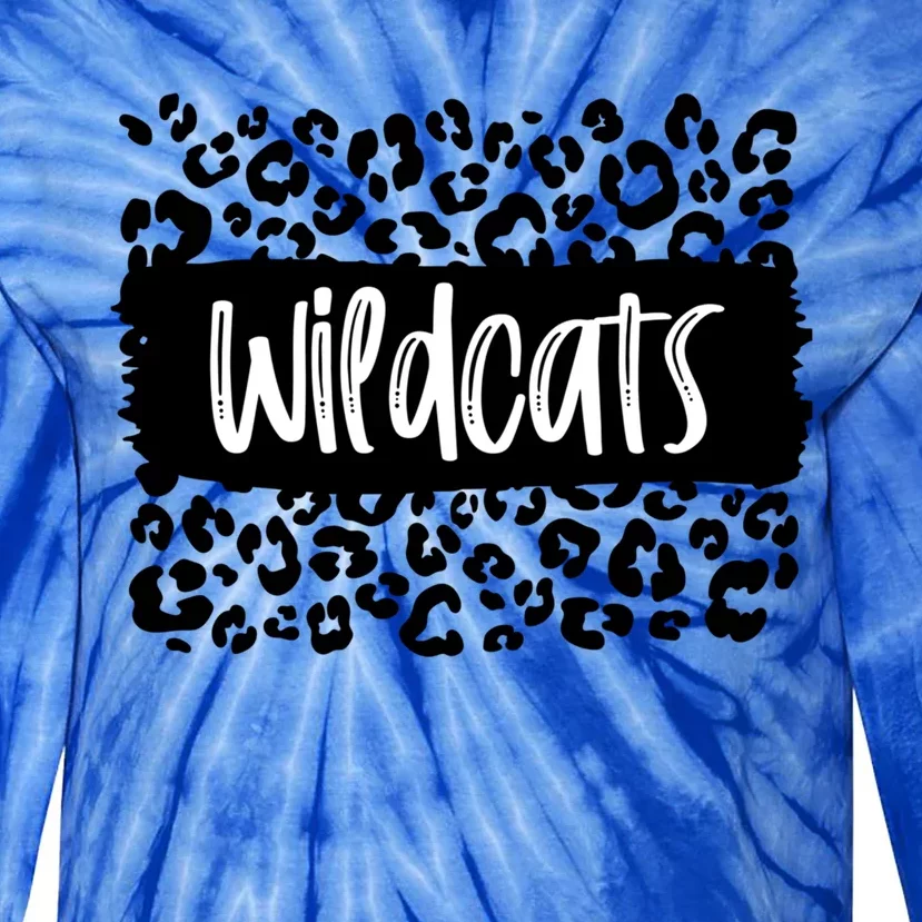 Wildcats Team Mascot School Spirit Game Night Leopard Print Cool Gift Tie-Dye Long Sleeve Shirt