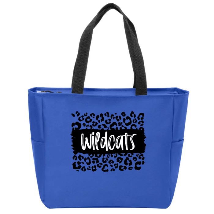 Wildcats Team Mascot School Spirit Game Night Leopard Print Cool Gift Zip Tote Bag