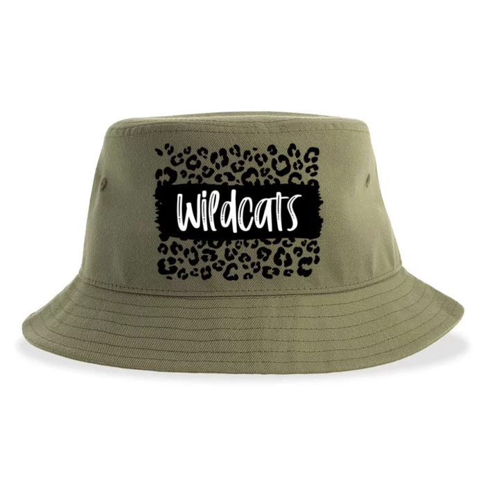 Wildcats Team Mascot School Spirit Game Night Leopard Print Cool Gift Sustainable Bucket Hat