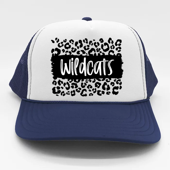 Wildcats Team Mascot School Spirit Game Night Leopard Print Cool Gift Trucker Hat