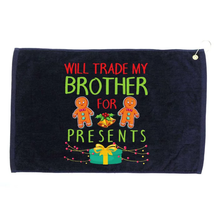 Will Trade My Brother For Presents Merry Christmas Xmas Day Grommeted Golf Towel