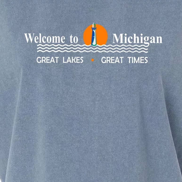 Welcome To Michigan Logo Great Lakes Great Times Garment-Dyed Women's Muscle Tee