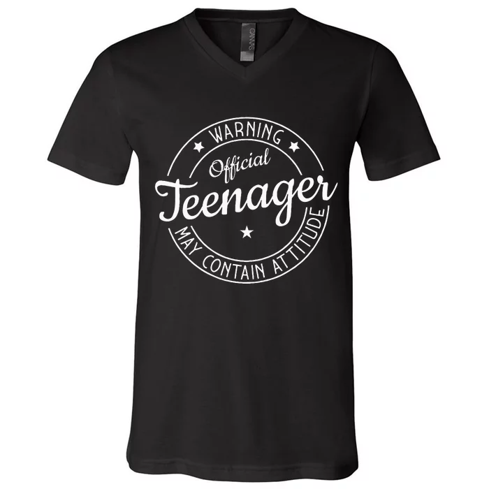 Warning Teenager May Contain Attitude Teenager V-Neck T-Shirt