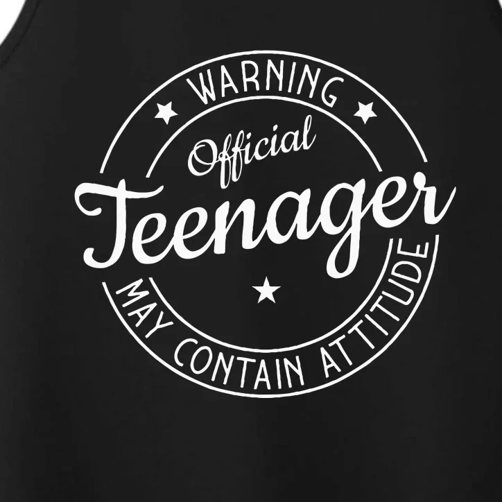 Warning Teenager May Contain Attitude Teenager Performance Tank