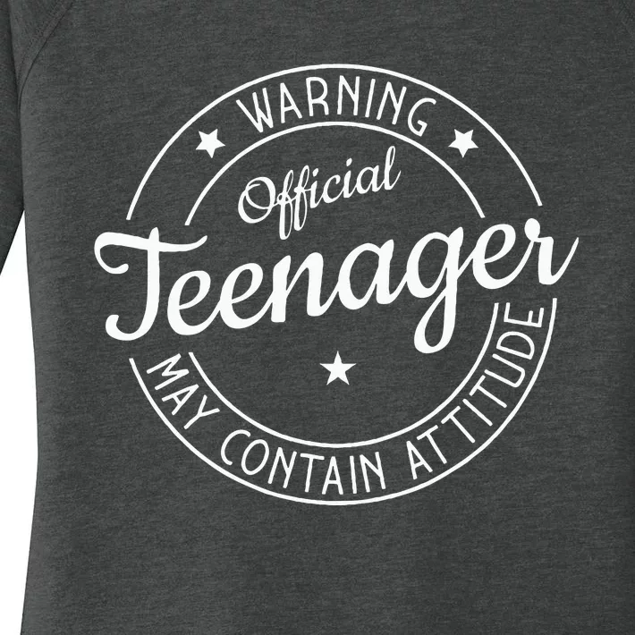 Warning Teenager May Contain Attitude Teenager Women's Perfect Tri Tunic Long Sleeve Shirt