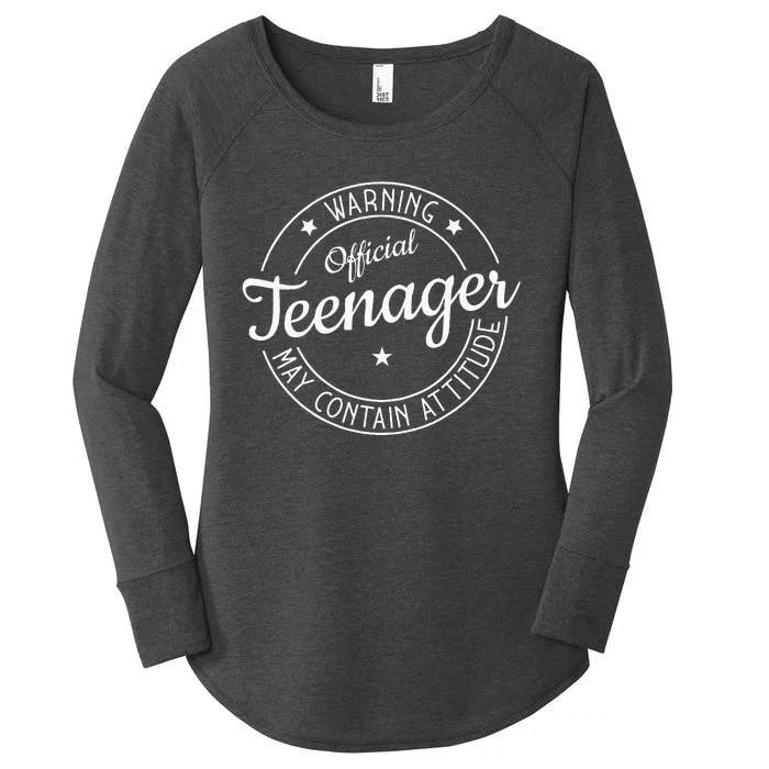 Warning Teenager May Contain Attitude Teenager Women's Perfect Tri Tunic Long Sleeve Shirt