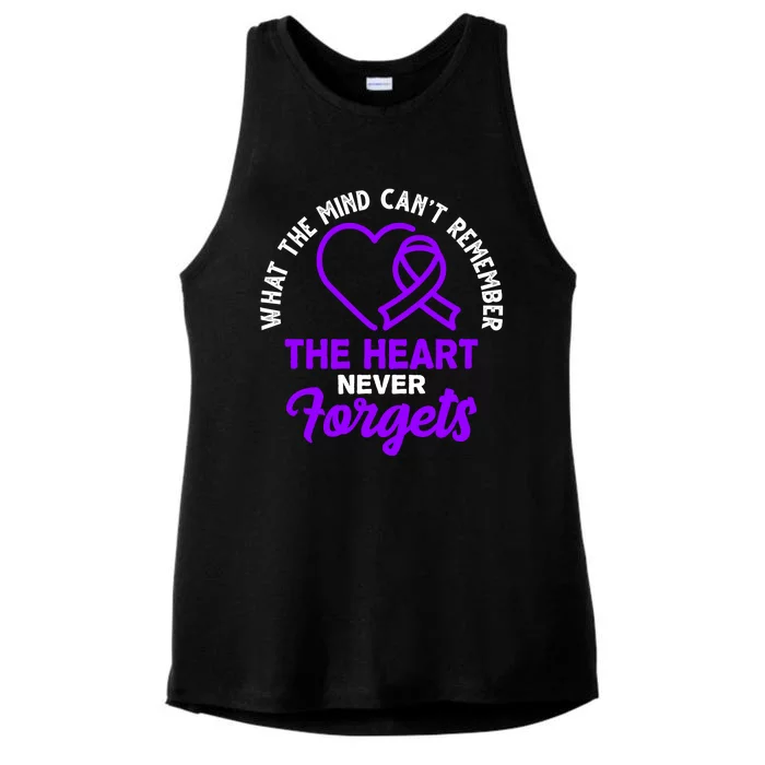 What The Mind Can't Remember The Heart Never Forgets Pancreatic Cancer Ladies Tri-Blend Wicking Tank