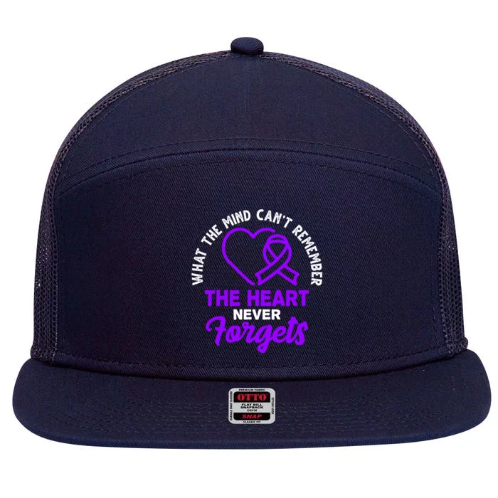 What The Mind Can't Remember The Heart Never Forgets Pancreatic Cancer 7 Panel Mesh Trucker Snapback Hat