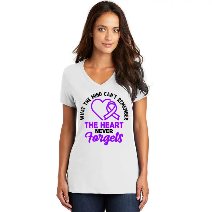 What The Mind Can't Remember The Heart Never Forgets Pancreatic Cancer Women's V-Neck T-Shirt