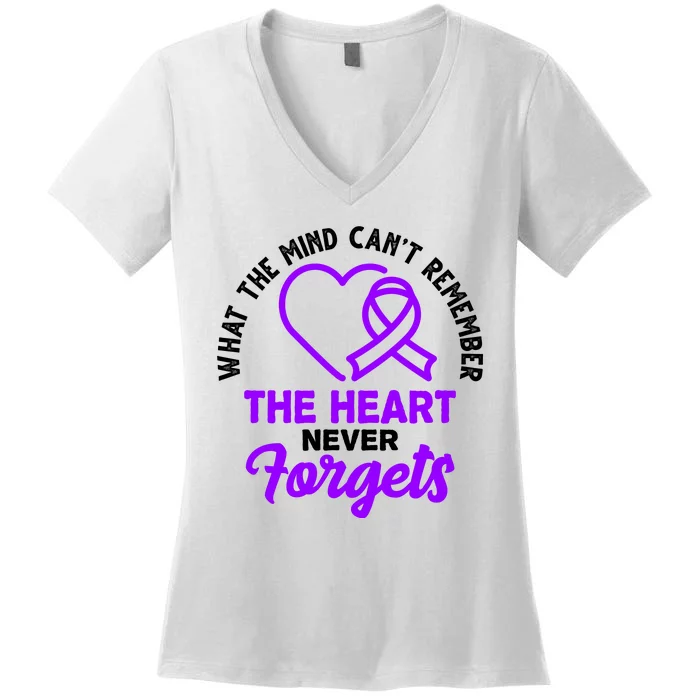 What The Mind Can't Remember The Heart Never Forgets Pancreatic Cancer Women's V-Neck T-Shirt