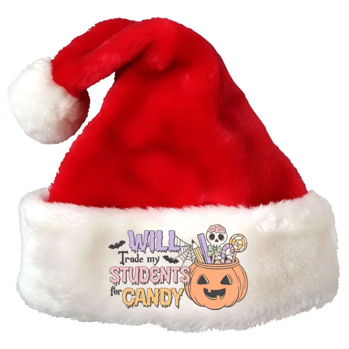 Will Trade My Students For Candy Funny Halloween Teacher Gift Premium Christmas Santa Hat