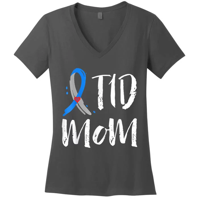 Wo T1D Mom Shirt Type 1 Diabetes Awareness Women's V-Neck T-Shirt