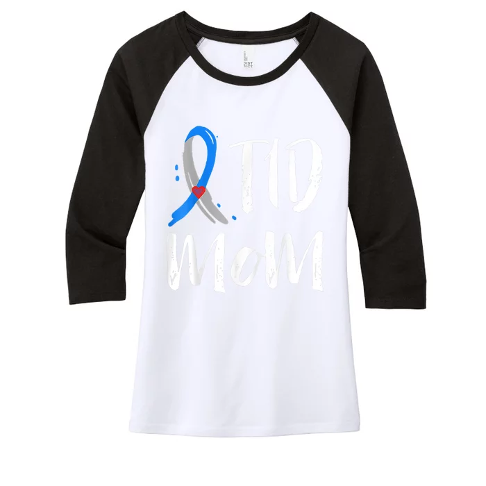 Wo T1D Mom Shirt Type 1 Diabetes Awareness Women's Tri-Blend 3/4-Sleeve Raglan Shirt