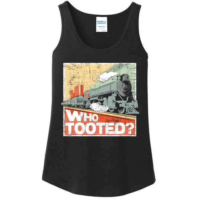 Who Tooted Model Train Lover Railroad Locomotive Conductor Ladies Essential Tank