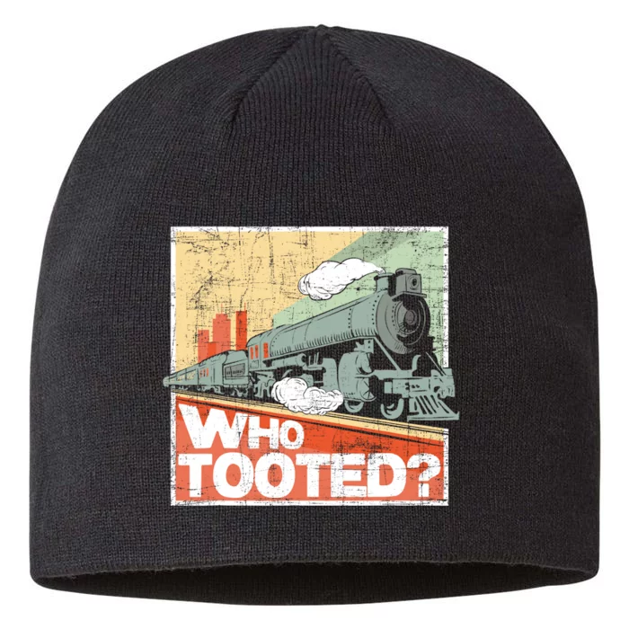 Who Tooted Model Train Lover Railroad Locomotive Conductor 8 1/2in Sustainable Knit Beanie