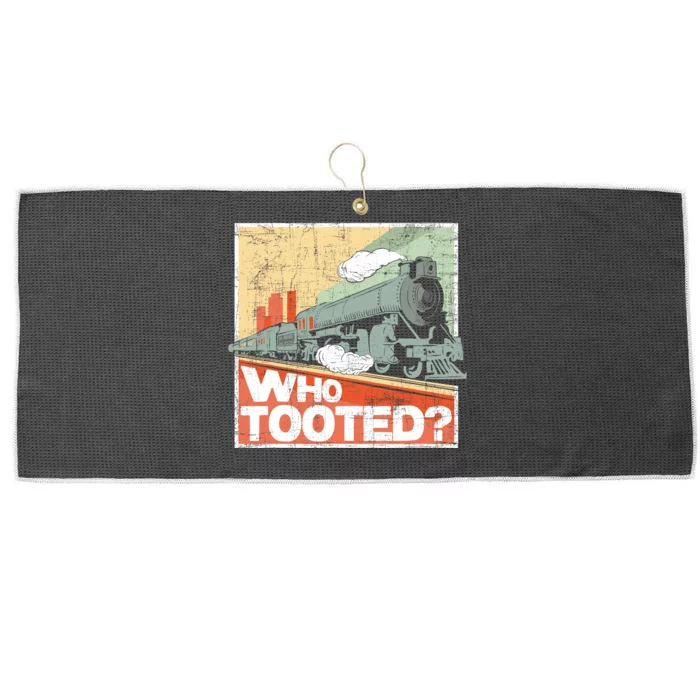 Who Tooted Model Train Lover Railroad Locomotive Conductor Large Microfiber Waffle Golf Towel