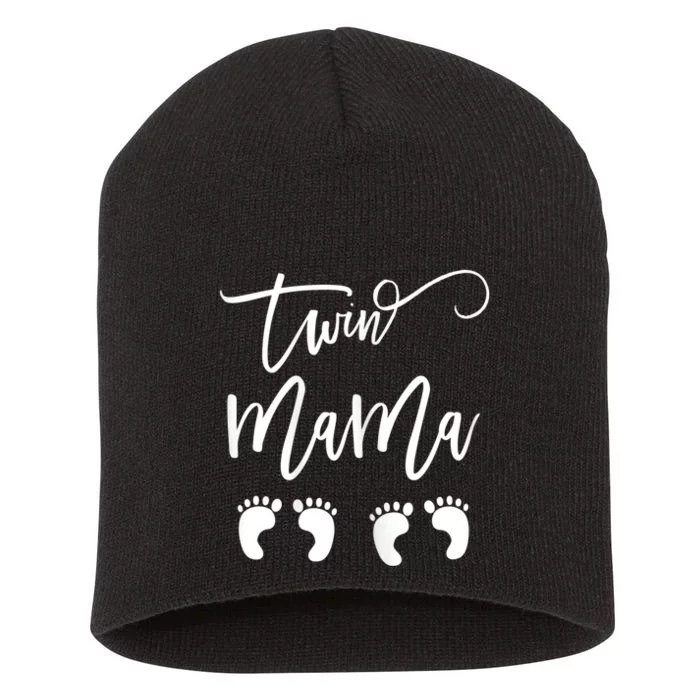 Wo Twin Mama Mom to Be Pregnant with Twins Pregnancy Funny Short Acrylic Beanie