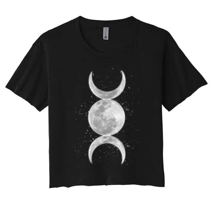 Wiccan Triple Moon Goddess Feminist Pagan Witch Halloween Women's Crop Top Tee