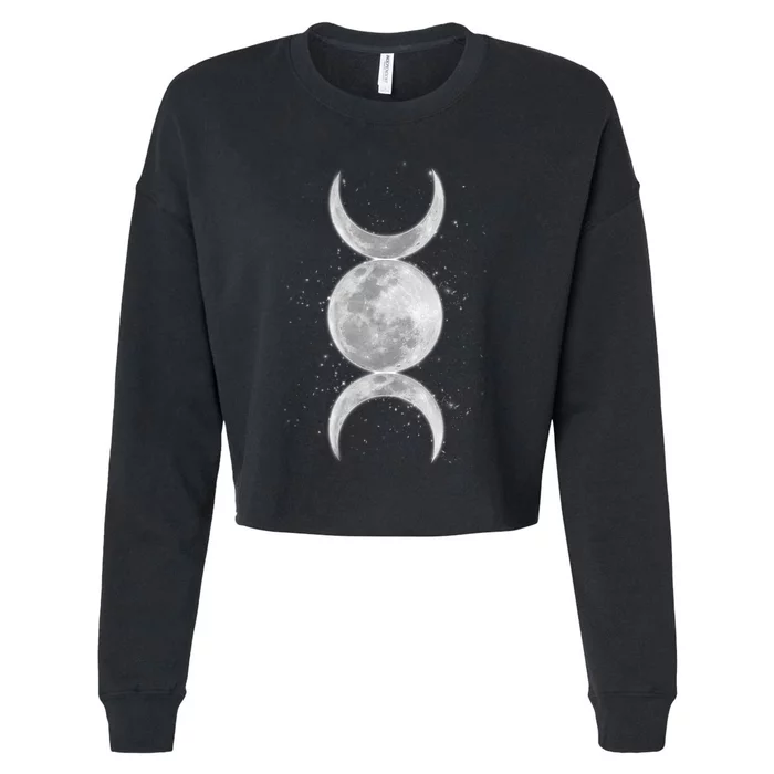 Wiccan Triple Moon Goddess Feminist Pagan Witch Halloween Cropped Pullover Crew