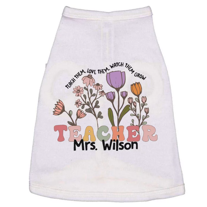 Wildflower Teacher Name Groovy Teacher Doggie Tank