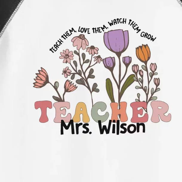 Wildflower Teacher Name Groovy Teacher Toddler Fine Jersey T-Shirt