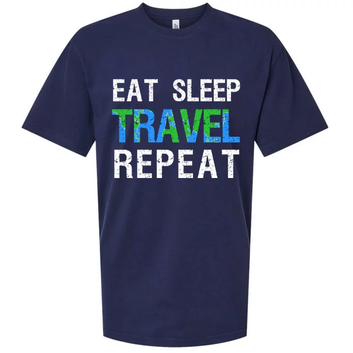 Wanderlust Travel Nomad Travelling Eat Sleep Travel Repeat Gift Sueded Cloud Jersey T-Shirt