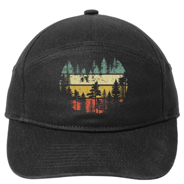 Wildlife Trees Outdoors Nature Retro Forest 7-Panel Snapback Hat