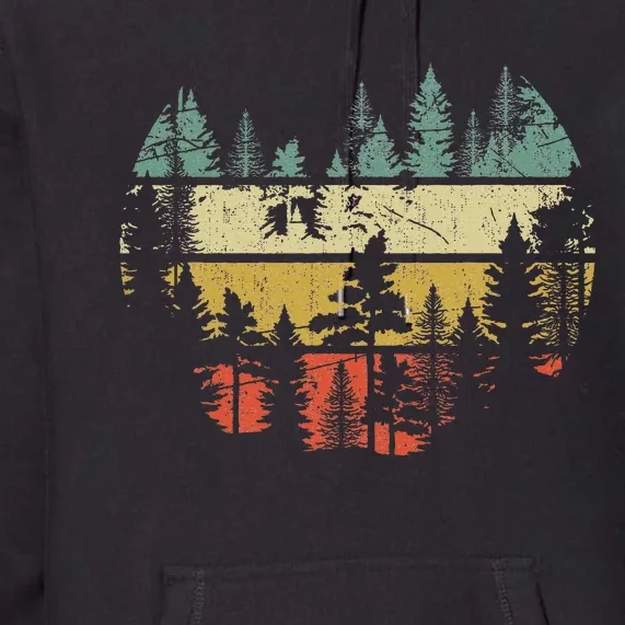 Wildlife Trees Outdoors Nature Retro Forest Premium Hoodie