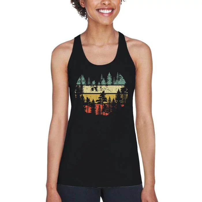 Wildlife Trees Outdoors Nature Retro Forest Women's Racerback Tank