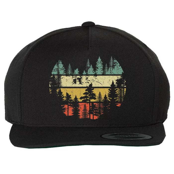 Wildlife Trees Outdoors Nature Retro Forest Wool Snapback Cap