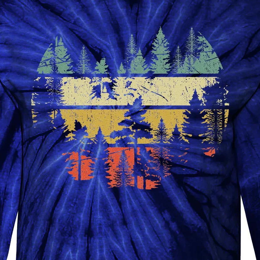 Wildlife Trees Outdoors Nature Retro Forest Tie-Dye Long Sleeve Shirt