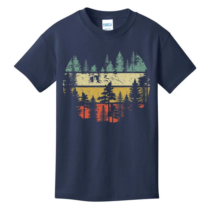 Wildlife Trees Outdoors Nature Retro Forest Kids T-Shirt