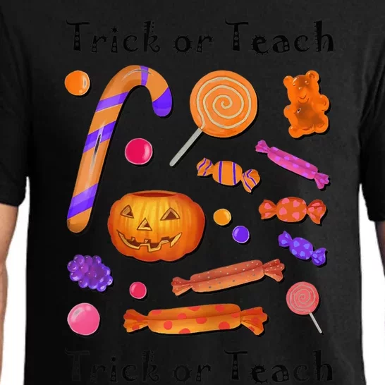 Wo Trick Or Teach Funny Teacher Halloween Pajama Set