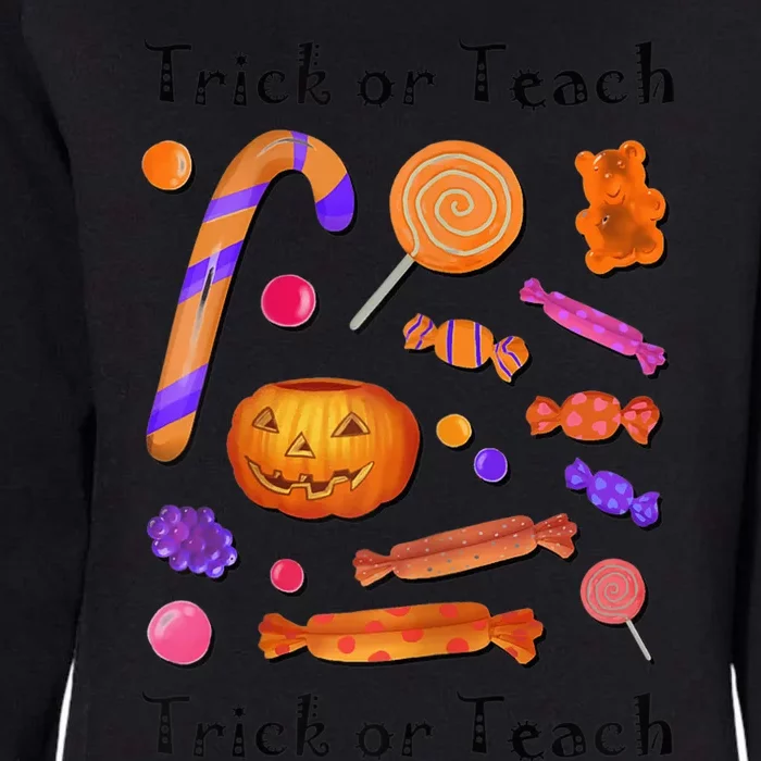 Wo Trick Or Teach Funny Teacher Halloween Womens California Wash Sweatshirt