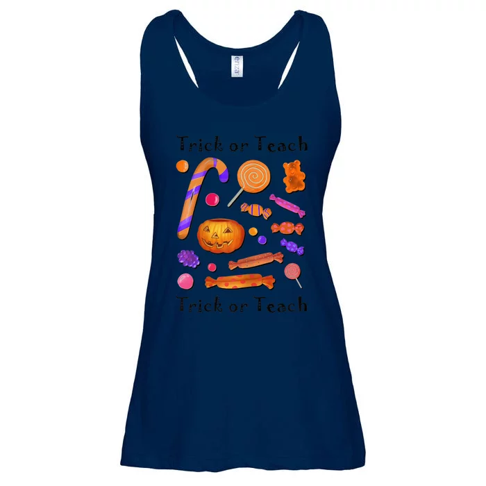 Wo Trick Or Teach Funny Teacher Halloween Ladies Essential Flowy Tank