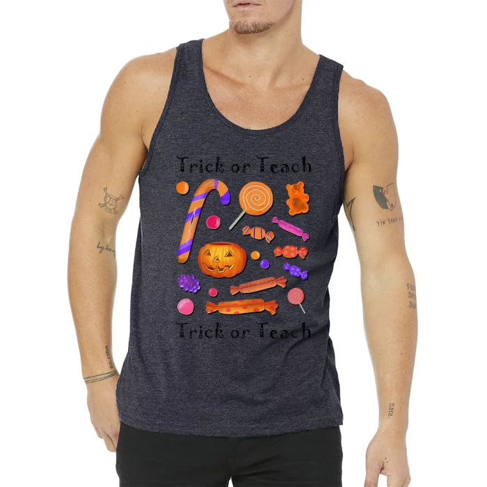 Wo Trick Or Teach Funny Teacher Halloween Tank Top