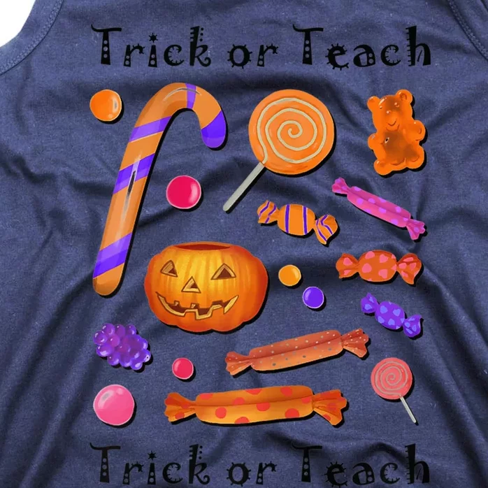 Wo Trick Or Teach Funny Teacher Halloween Tank Top