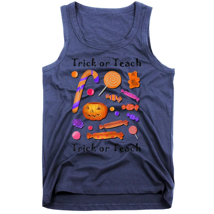 Wo Trick Or Teach Funny Teacher Halloween Tank Top