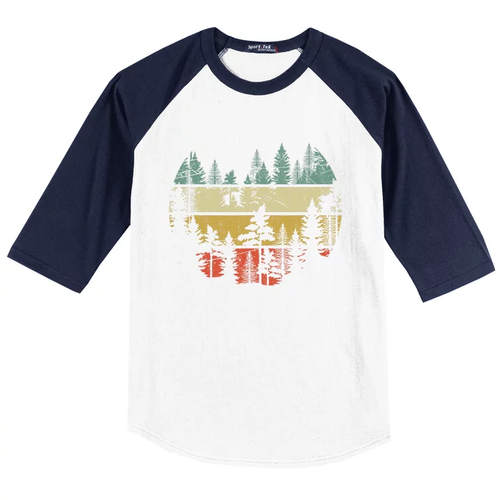 Wildlife Trees Outdoors Nature Retro Forest Sleeveless Baseball Sleeve Shirt