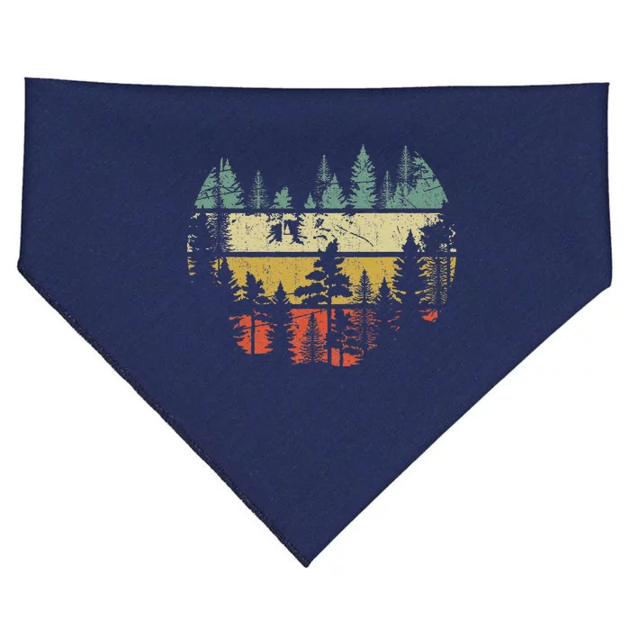 Wildlife Trees Outdoors Nature Retro Forest USA-Made Doggie Bandana