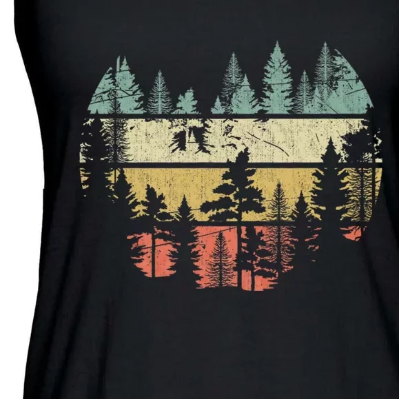 Wildlife Trees Outdoors Nature Retro Forest Sleeveless Mountain Wildlife Nature Ladies Essential Flowy Tank